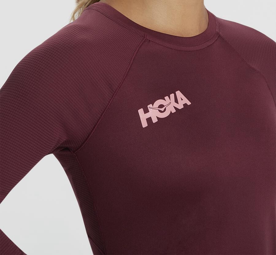 Haut Hoka One One Performance 3/4 Sleeve Femme - Marron - KWE-169274